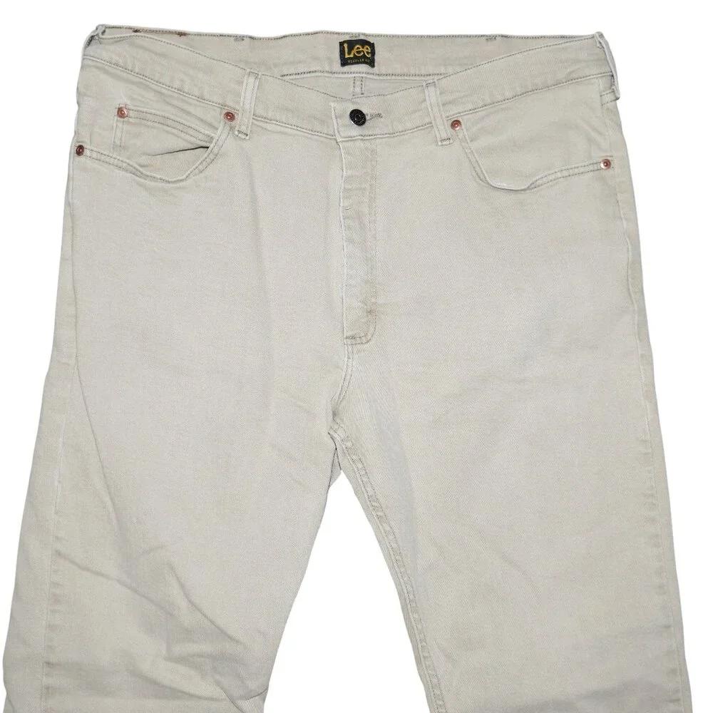 LEE Men's Size 40x32 Stretch Denim Jeans Beige/Tan Vintage